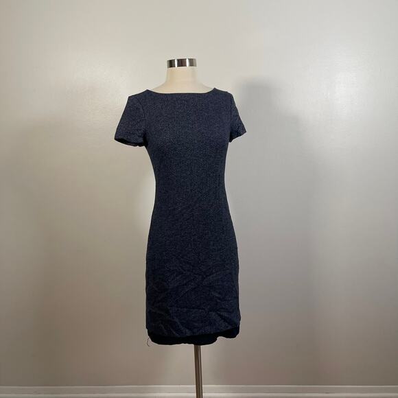 Theory • Betty Dress Short Sleeve Dashed Wool Blend Sheath Dress - Picture 1 of 6